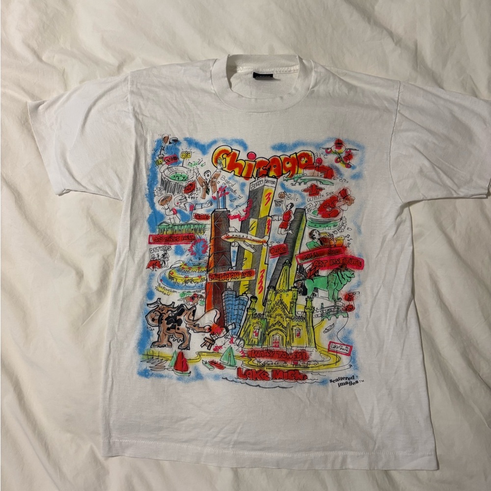 Screen Stars White T-Shirt with Graphic Design